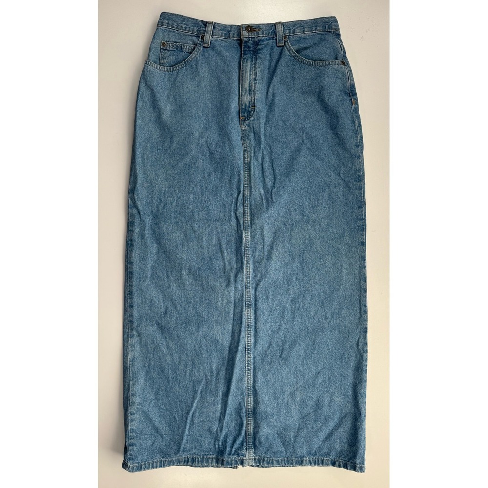 LIZ CLAIBORNE Lizwear Vintage Denim Maxi Jean Skirt Long Women 8 Blue Retro‎ Y2K